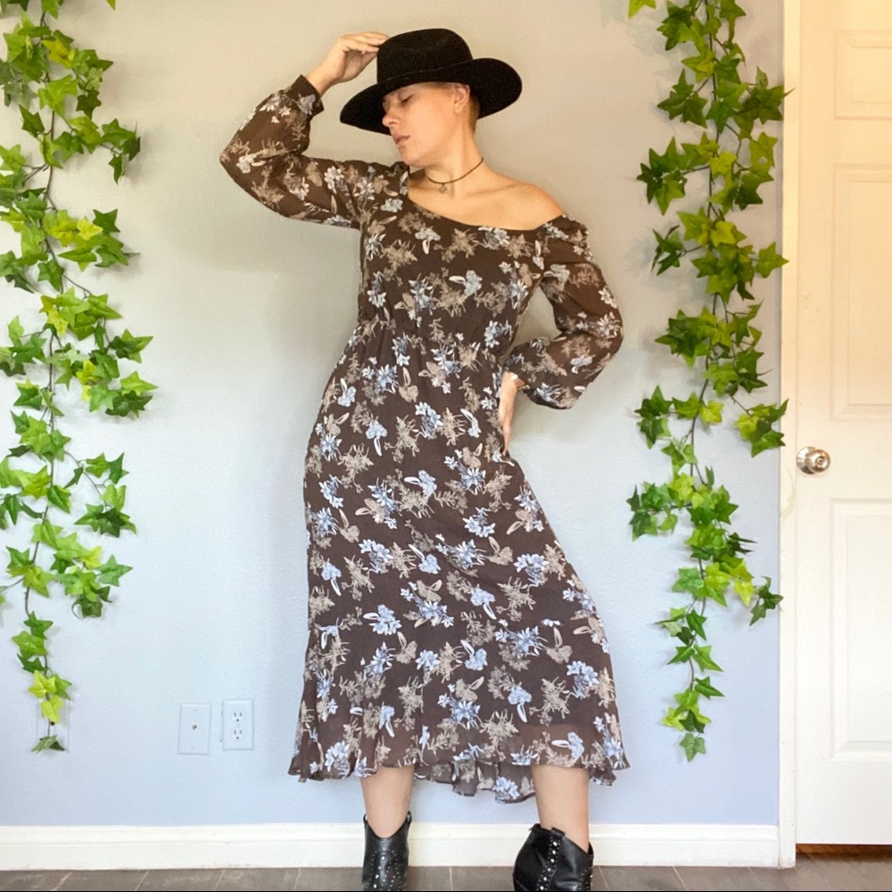 Floral Maxi Dress Long-sleeve NWT